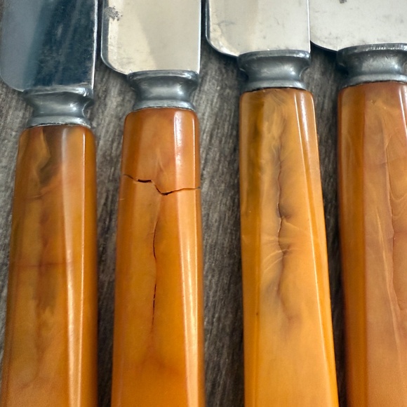 Vintage Landers Stainless Butterscotch Bakelite Handled Flatware - Picture 3 of 4